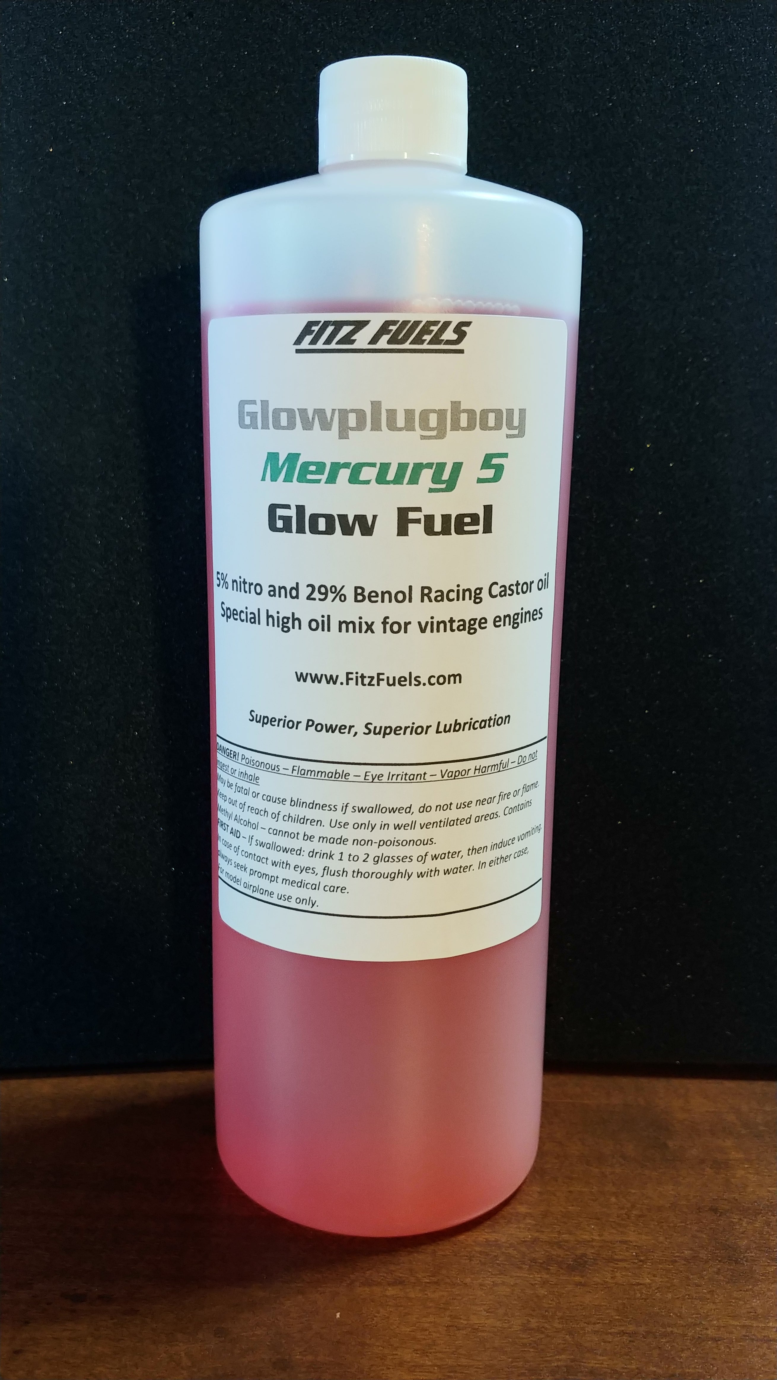 5% Nitro GlowPlugBoy Vintage Engine Glow Fuel with high castor content